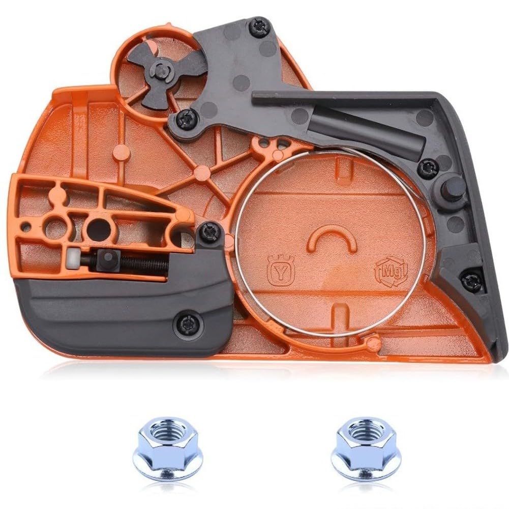 Couvercle d'embrayage pour tronçonneuse compatible avec Husqvarna 135/140/435/440 et modèles CS2240, boîtier de frein à chaîne en magnésium avec écrous à barre, variante orange