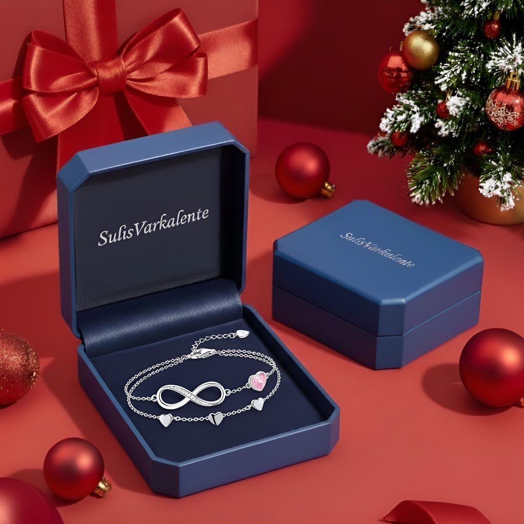 Personalized Bracelet Infinity Heart Birthstone Name Bracelet 925 Sterling Silver Adjustable Mother's Day Gift Anniversary Birthday Jewelry for Grandma Girlfriend Custom Jewelry With Name - Image 2