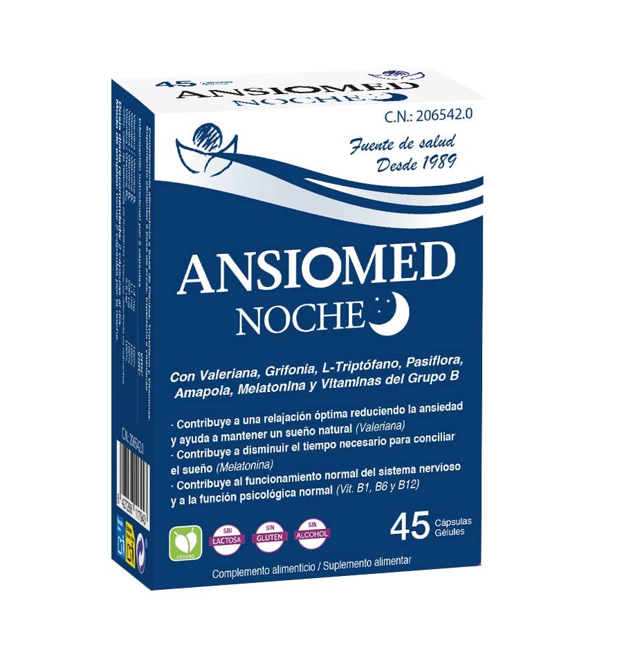 Ansiomed Noche - Herbetom Bioserum | pastillas para dormir naturales con Valeriana, grifonia,...