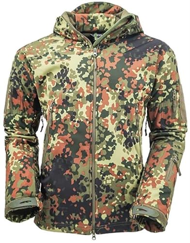 Uugood Hommes Vestes Imperméable à Capuche Polaire Veste Hiver Militaire Softshell Veste Tactique Outdoor Sweat à Capuche pour Ski Chasse Airsoft, dgmc, S Cover