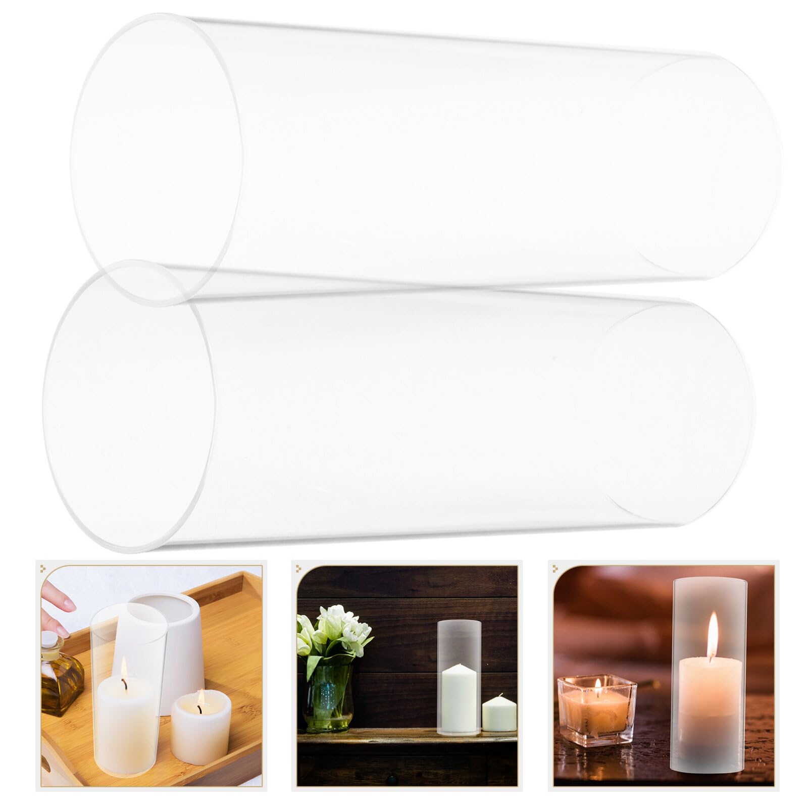 ABOOFAN Cúpulas de Cristal de Borosilicato de 2 Piezas para Velas, Portavelas Decorativos Hogar y Bodas, Diseño Elegante y Protección Viento