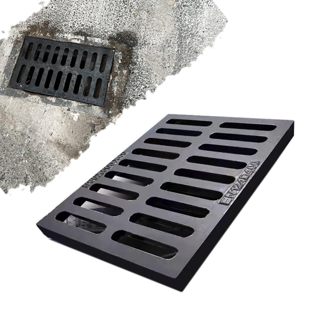 Grille De Drainage Rectangulaire 20x50cm en Fonte, Couvercle De Tranchée 30mm Épaisseur pour Garage