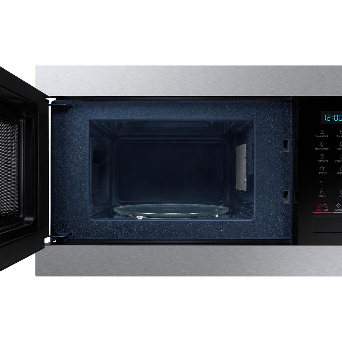 Samsung Solo Einbau-Mikrowelle MS22M8074AT/EG, 22 ℓ, 38 cm Höhe, Feuchtigkeitssensor, Warmhaltefunktion, Edelstahl