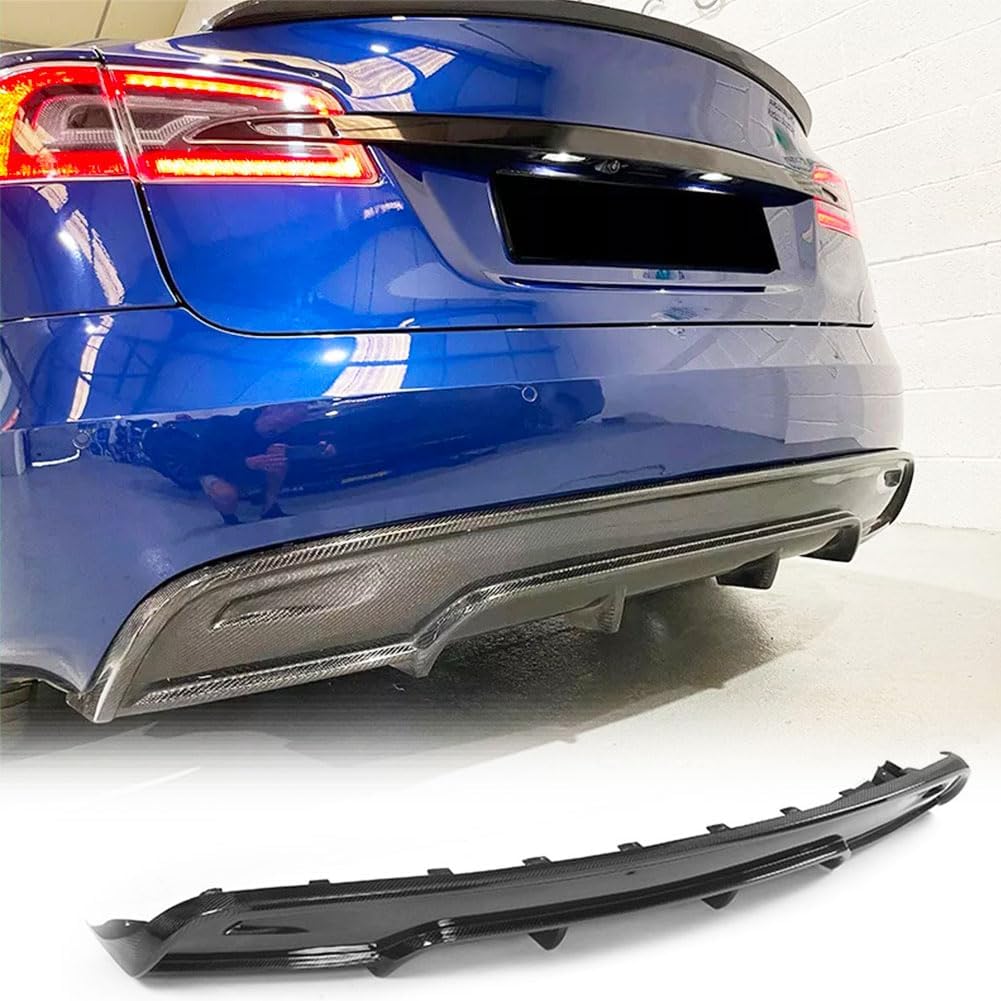 MCARCAR KIT Carbon Fiber Rear Diffuser Splitter fits for Tesla Model S Sedan 70 70D 85 85D P85D 2016-2020 Lower Bumper Lip Spoiler Body Kit Factory Outlet (Rear Bumper Diffuser)