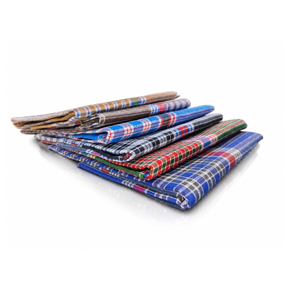 Premium Cotton Handkerchief for Men | 100% Pure Cotton Checkered Rumal | Soft Absorbent Reusable Washable Hanky | Large Size Pocket Square for Daily Use, Office & Travel-picture-59