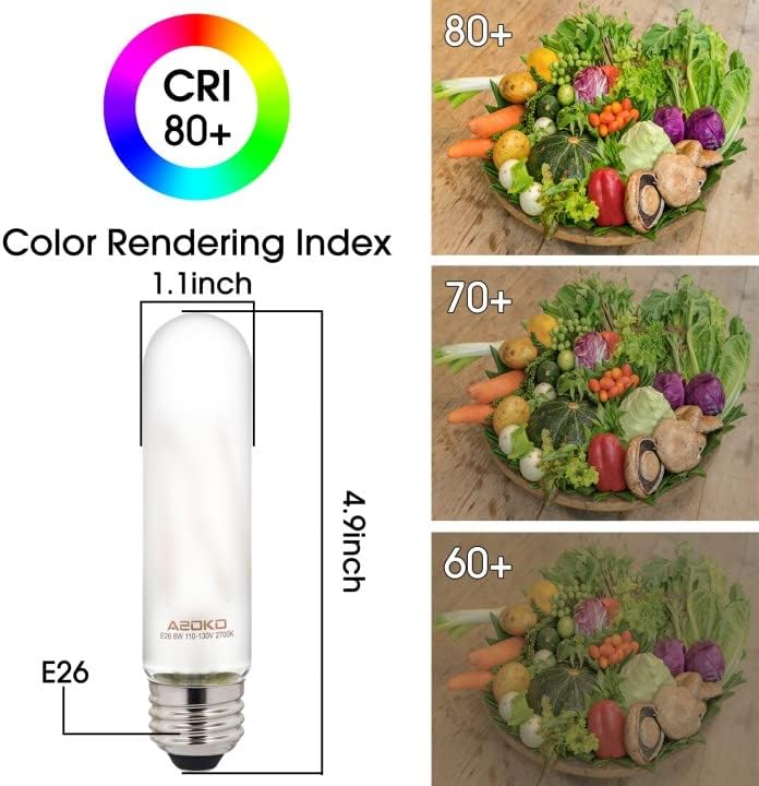 ASOKO T10 LED Frosted Bulbs Warm White 2700K LED Tubular Edison Light Bulbs 6W Dimmable Tube Vintage Led Bulbs 60 Watt Equivalent,E26 Medium Base 3 Packs