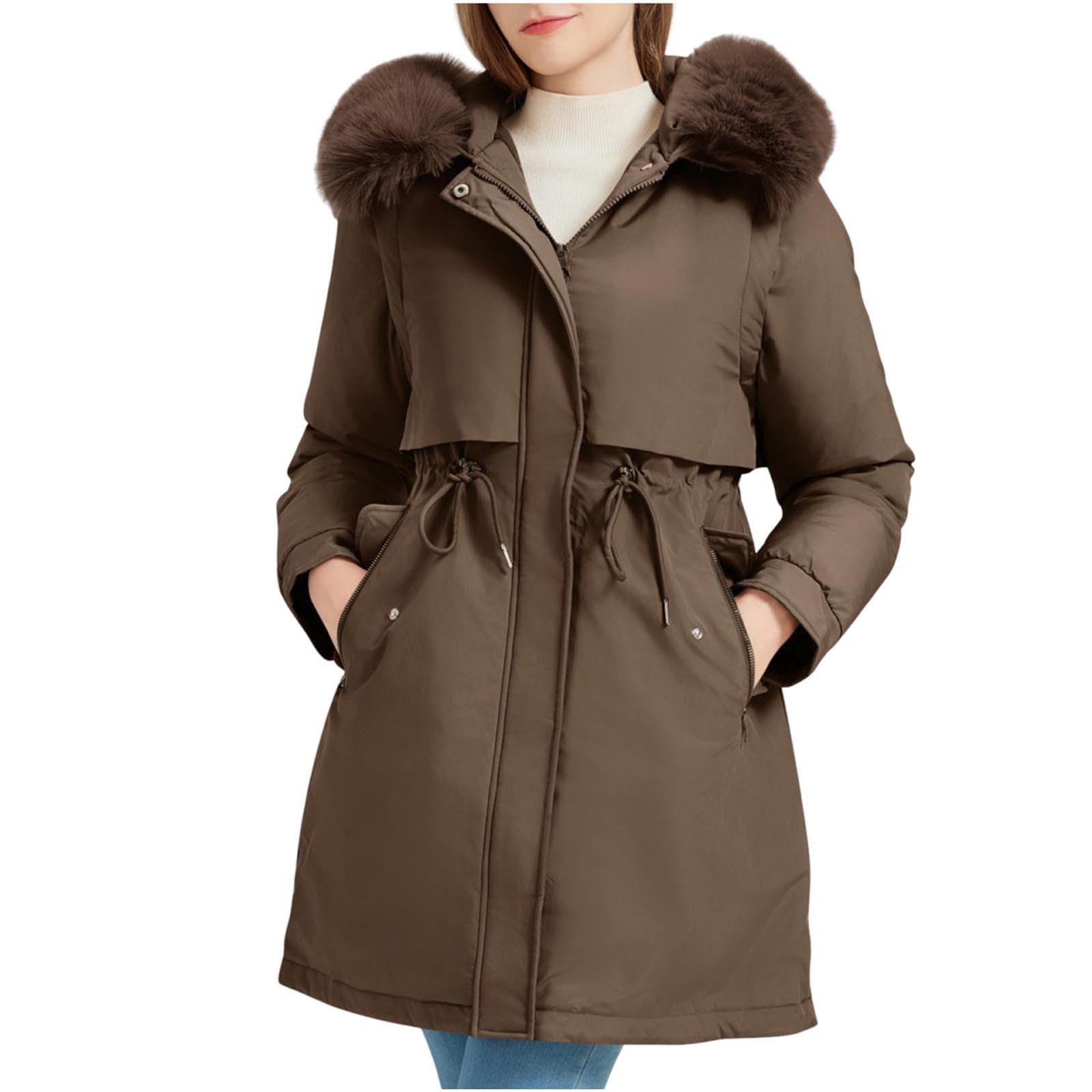 Giacca Militare Donna Imbottita e Pesante Media Lunghezza Con Cappuccio Piumino Trapuntato Imbottita in Caldo Giacca Parka Casual Outdoor Cappotti con Cappuccio Cappotto Cerniera Giacche Classico