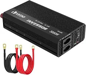 Inversor de Tensão Veicular 12V para 110V 3000W - Conversor de Energia Portátil com Onda Senoidal Modificada, Proteção Multicircuito e Saídas AC/DC para Carros, Barcos e Emergências