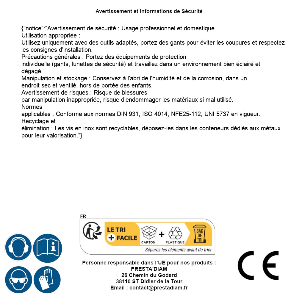 D-Work - Lote de 50 tornillos para metales, cabeza hexagonal, rosca parcial 10 x 110 mm, DIN 931, acero inoxidable, A4