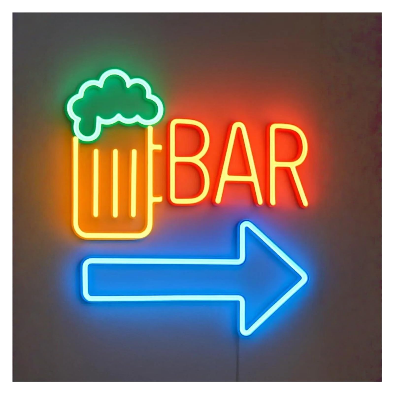 Wiszące neony artystyczne Neon Na Barze, Kufel Do Piwa Ze Strzałką, Dekoracja Witryny Sklepowej, Bary, Imprezy, Lampy Ściemnialne, 50cm