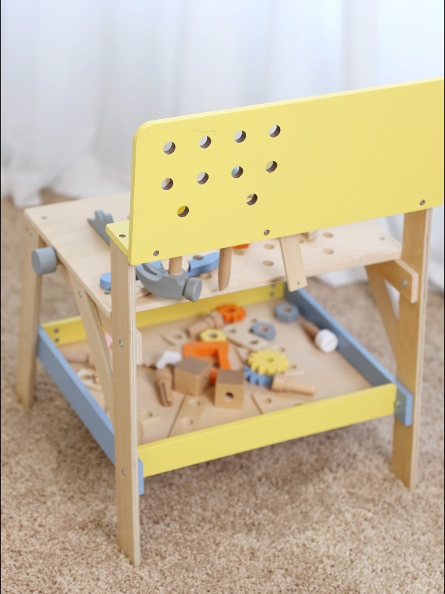 ENJOY WORKS （EW）  Classic Toy Modern Tool Bench 54-Piece Junior Woodworking