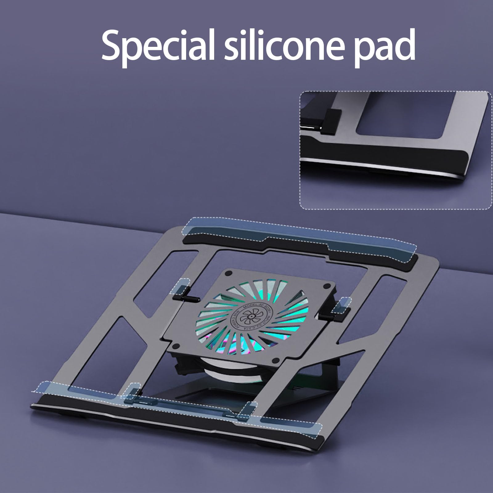 Soporte de altura ajustable para portátil con ventilador, 90-130 mm