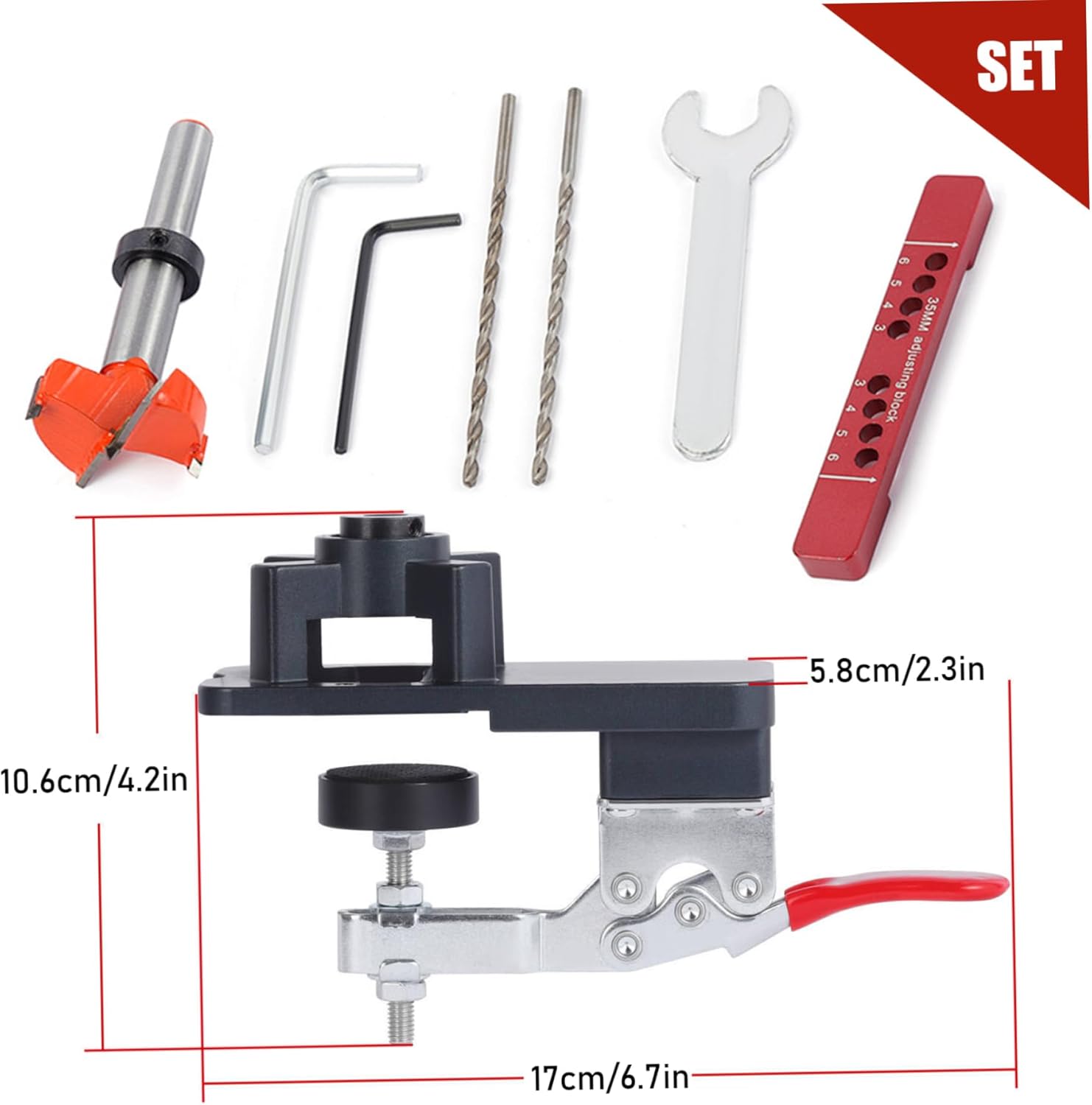 Concealed Hinge Jig, 35mm Aluminum Alloy Door Hinge Jig, Accurate Cabinet Door Installation Tool, Adjustable Quick Punch Cabinet