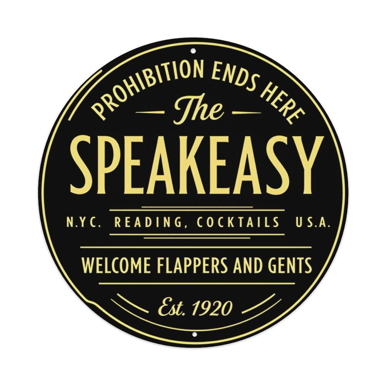Prohibition Ends Here The Speakeasy Metal Tin Sign Vintage Garden Bedroom Cafe Bar Man Cave Home Wall Decor Metal Poster 8x8 inches