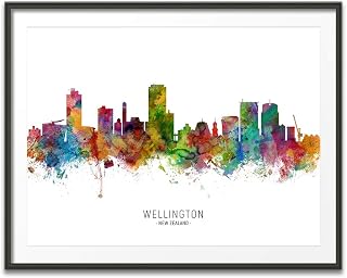 Wellington New Zealand Skyline art print poster, unframed -6622