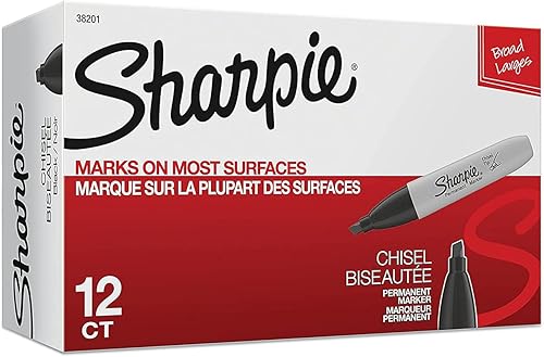 38201 Marcadores permanentes, punta de cincel, negro, 12 unidades