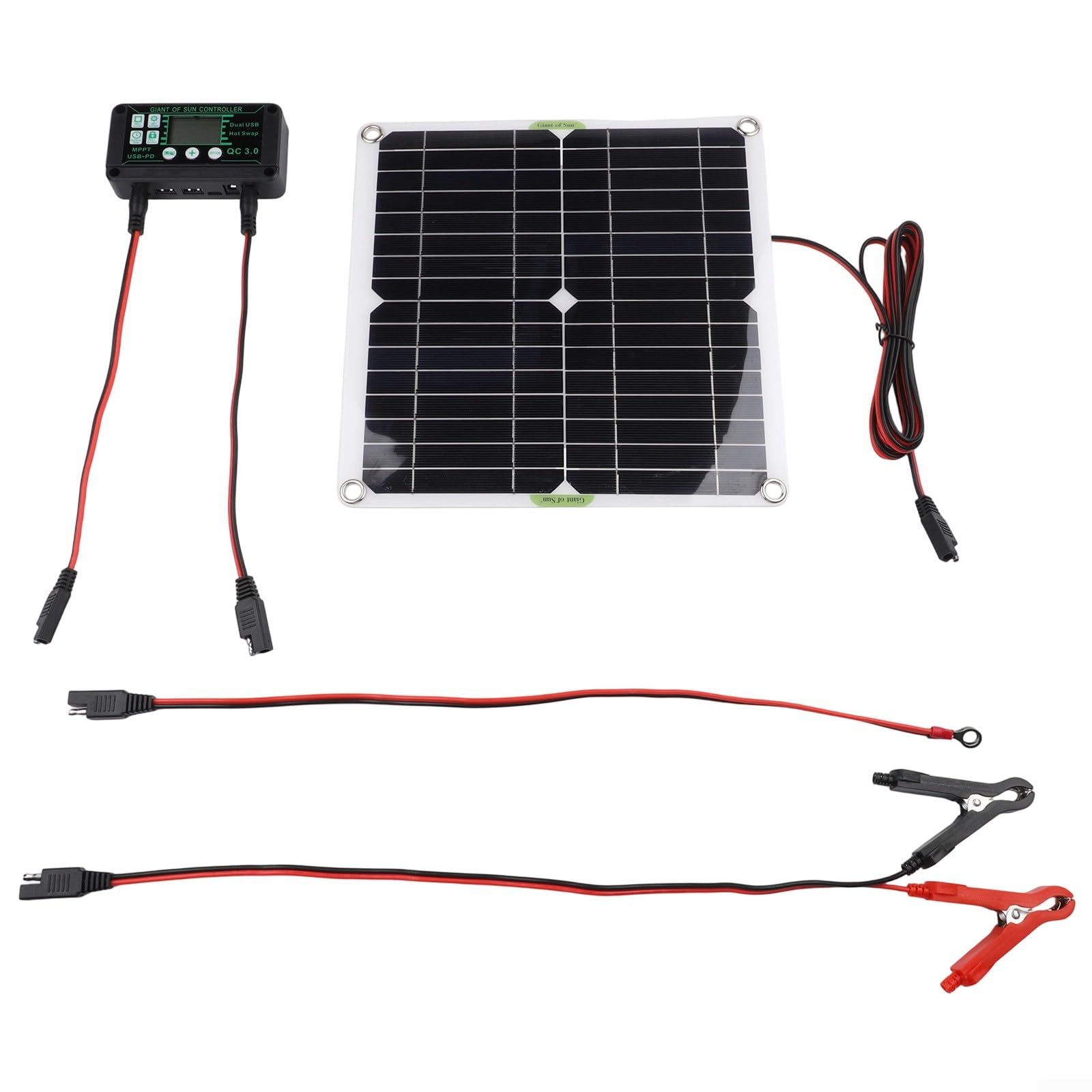 Cargador de batería de 12 V, panel de PET portátil de 20 W con controlador de carga inteligente para carga lenta, coches, barcos, caravanas, motocicletas, uso al aire libre, fácil