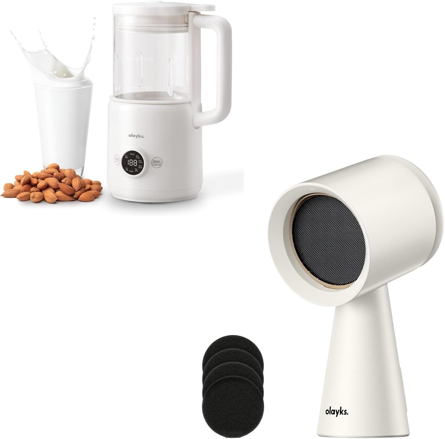 olayks Portable Range Hood, Desktop Range Hood with 3 Speed Exhaust Fan and olayks Nut Milk Maker Machine, 20oz Automatic Soy Milk Maker with 12 Blades