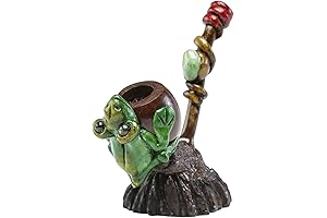 Frog Smoking Pipe w/Andean Walnut Base - Artisan Crafted w/ Exquisite Glass...