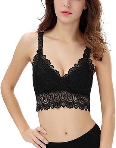 Women V Neck Lace Bralette Non-Wired