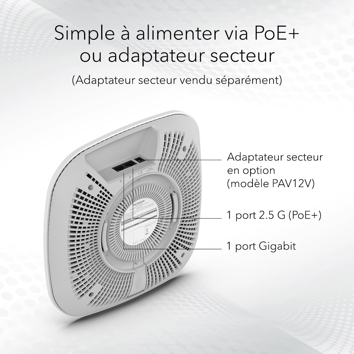 NETGEAR Points d'accès WiFi 6 PoE+ (WAX628) - WiFi 6 Tri Bandes AX5400, Borne WiFi 6, Port Ethernet 2,5 G, 802.11ax, MU-MIMO, Gestion à Distance Via Insight 4 ans, PoE+ Adaptateur Secteur en Option