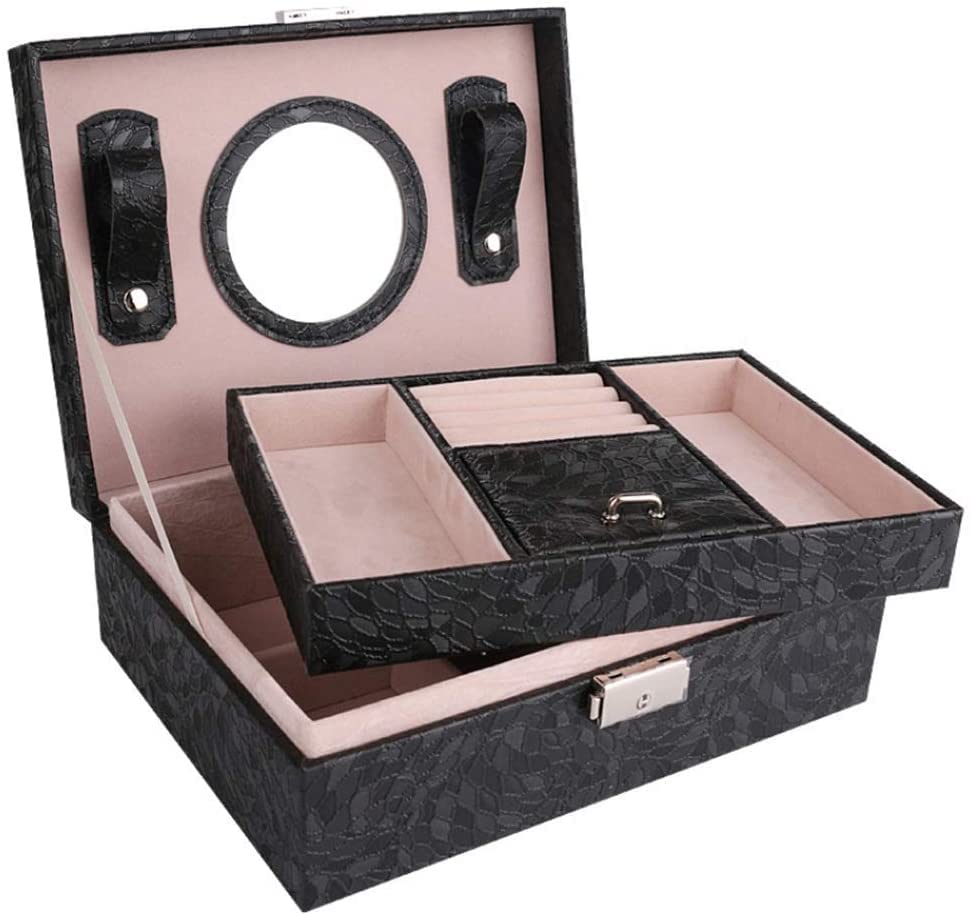Boîte à bijoux classique en cuir avec serrure élégante pour protéger vos bagues