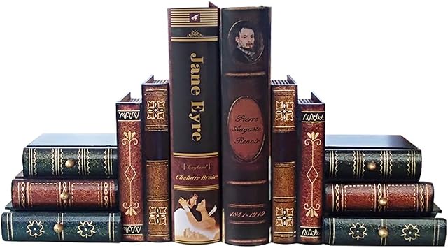 ISOTO Bookends False Book Shelf Tidy Book Ends - Heavy Vintage Storage Office Study CDs DVDs Exploration Decorative Gifts (A)