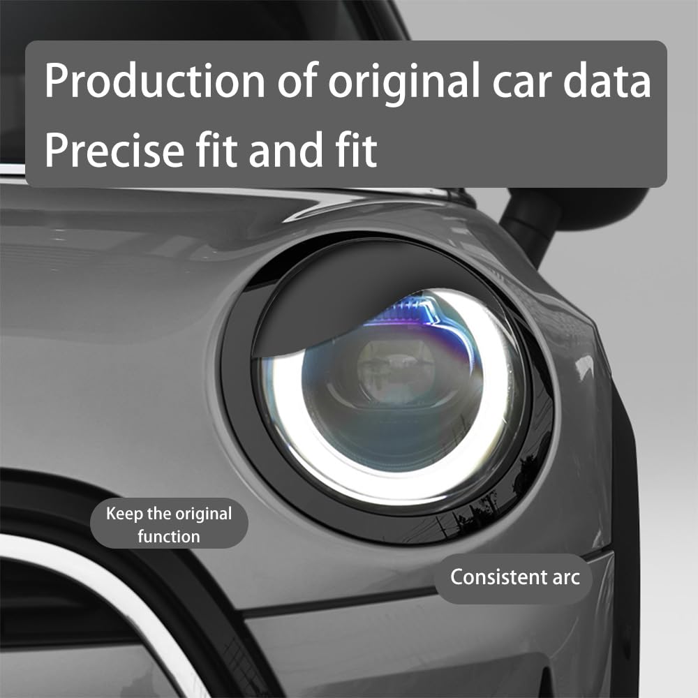 Aufkleber Augen Scheinwerferblenden aus ABS-Kunststoff, passend für BMW Mini Cooper F54 Clubman F55 F56 Schrägheck F57 Cabrio, Schwarz, 2 Stück