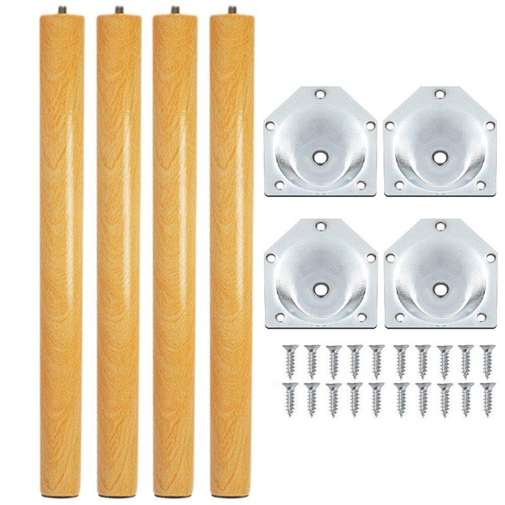 FCXURKOD 4pcs 40cm Wooden Furniture Legs Replacement Sofa Legs with Mounting Plate & Screws Ideal for Tables Chairs Tea Cabinets -& Stylish Home Upgrade