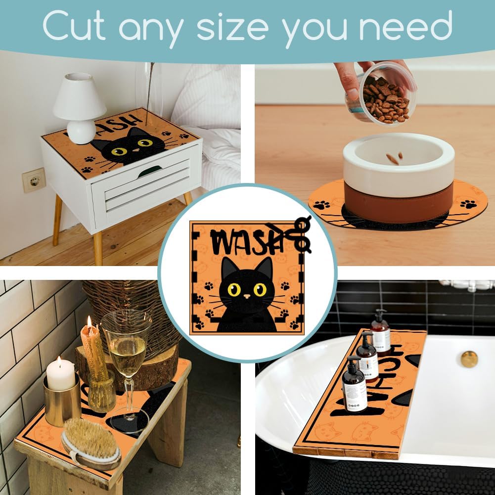 GLOBLELAND 2 Pcs Black Cats With Yellow Eyes Washer Dryer Dust Cover 23.6×23.6 inch Washing Machine Top Protector Pads Non Slip Washing Machine Top Covers for Laundry Room Living Room Table