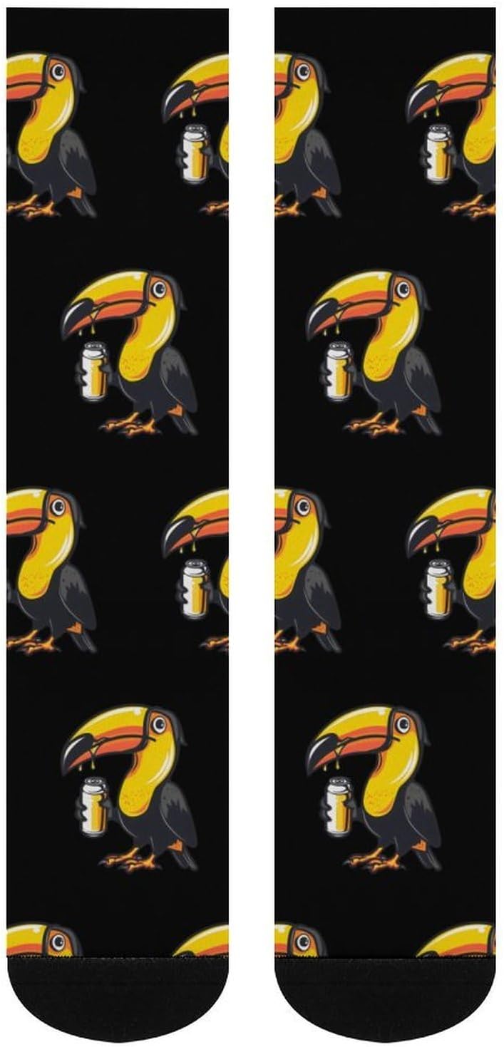 Toucan Beer Drinking Tropical Bird Knee High Socks Athletic Long Stockings Sport Casual Crew Tube Sock Boot 46cm