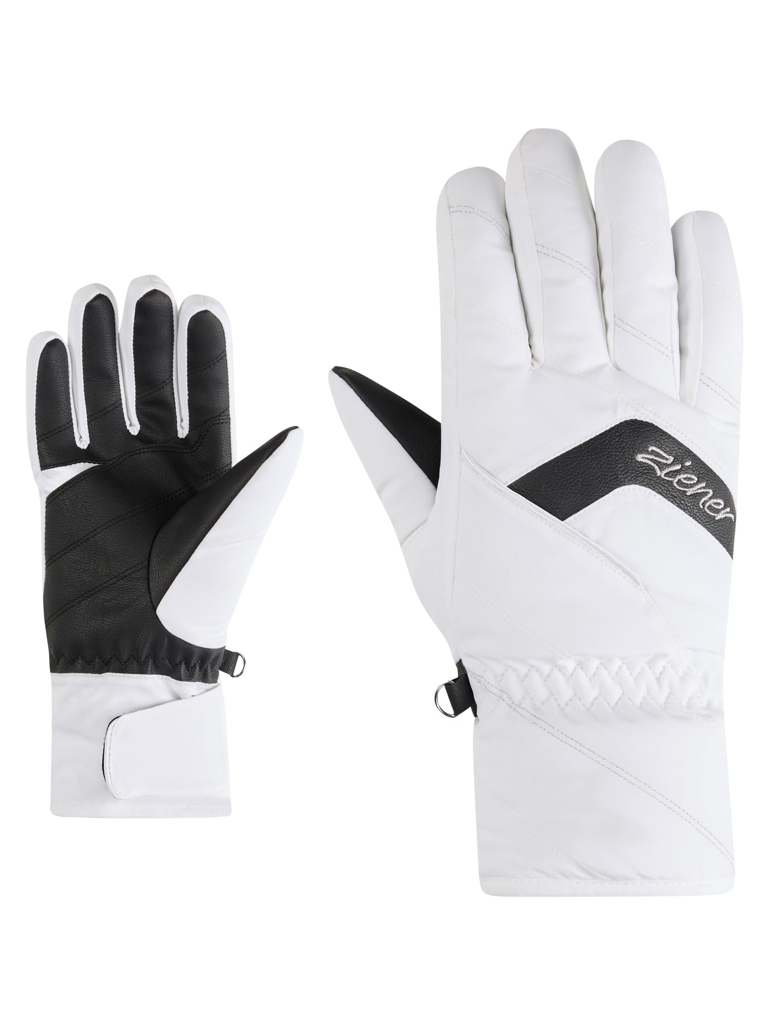 Ziener Women's Karion-Z Ski Gloves/Winter Sports | Waterproof, PFC Free, White, 6.5