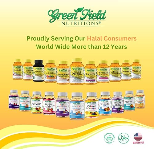 Miniatura 6 de Greenfield Nutritions Smart Kids Halal Omega 3 gomitas con DHA  60 vitaminas halal para niños, apoya la salud cerebral e inmune  Veganas, sin OMG,