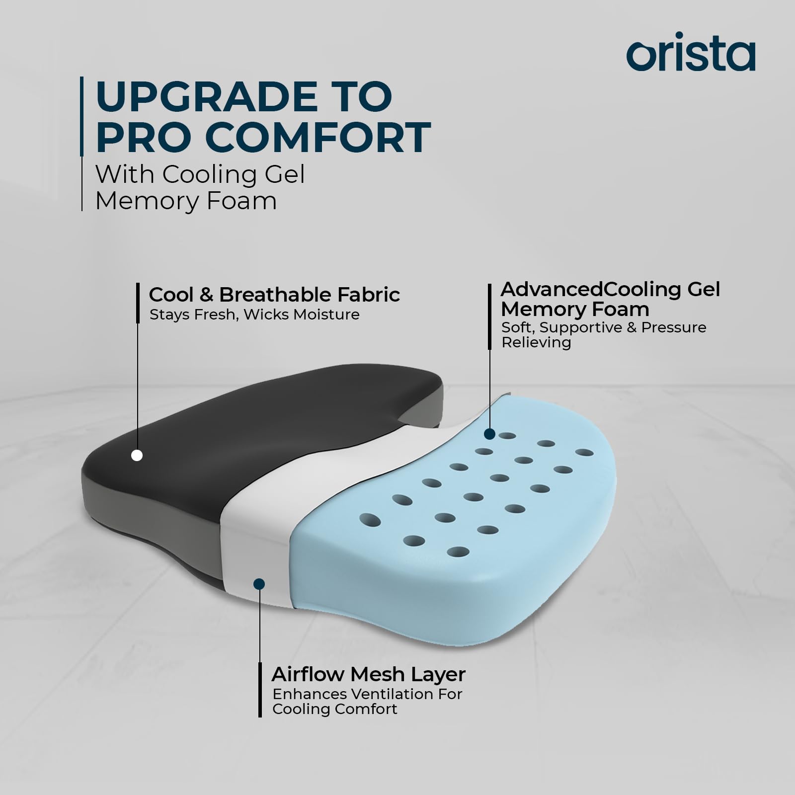Orista™ Advance Gel Blended Memory Foam Seat Cushion | 2 Years Warranty | Cushion for Tailbone, Sciatica & Lower Back Pain Relief | Ergonomic Seat Cushion for Office Chair, Car Seat & Wheelchair - Image 5 thumbnail