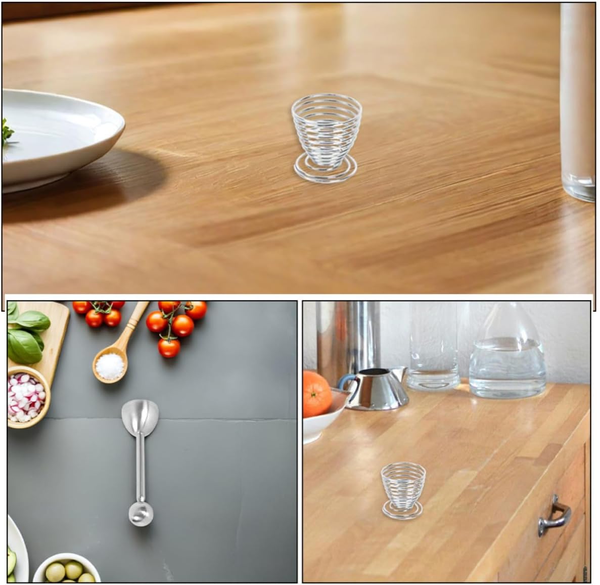 2pcs Stainless Steel Egg Cracker with Spring Wire Shell Separator