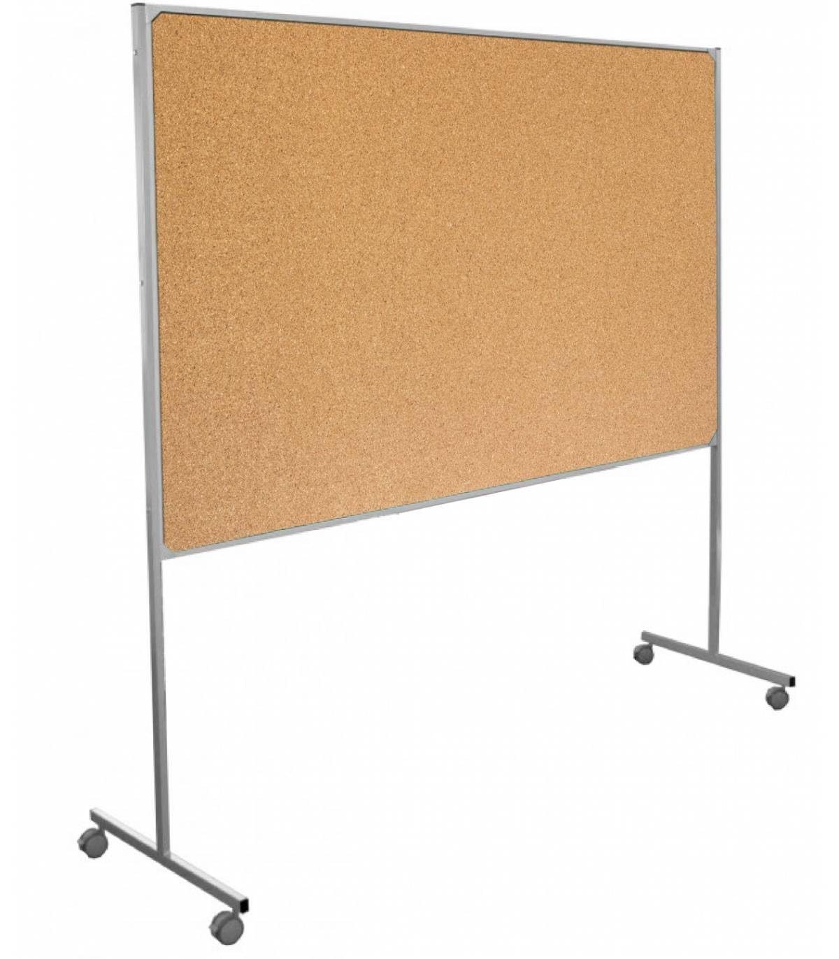 Alapizarra - Tablero de Corcho Móvil con Ruedas - 250x122 cm - Corcho Grande Marco de Aluminio - Uso con Chinchetas o Pines