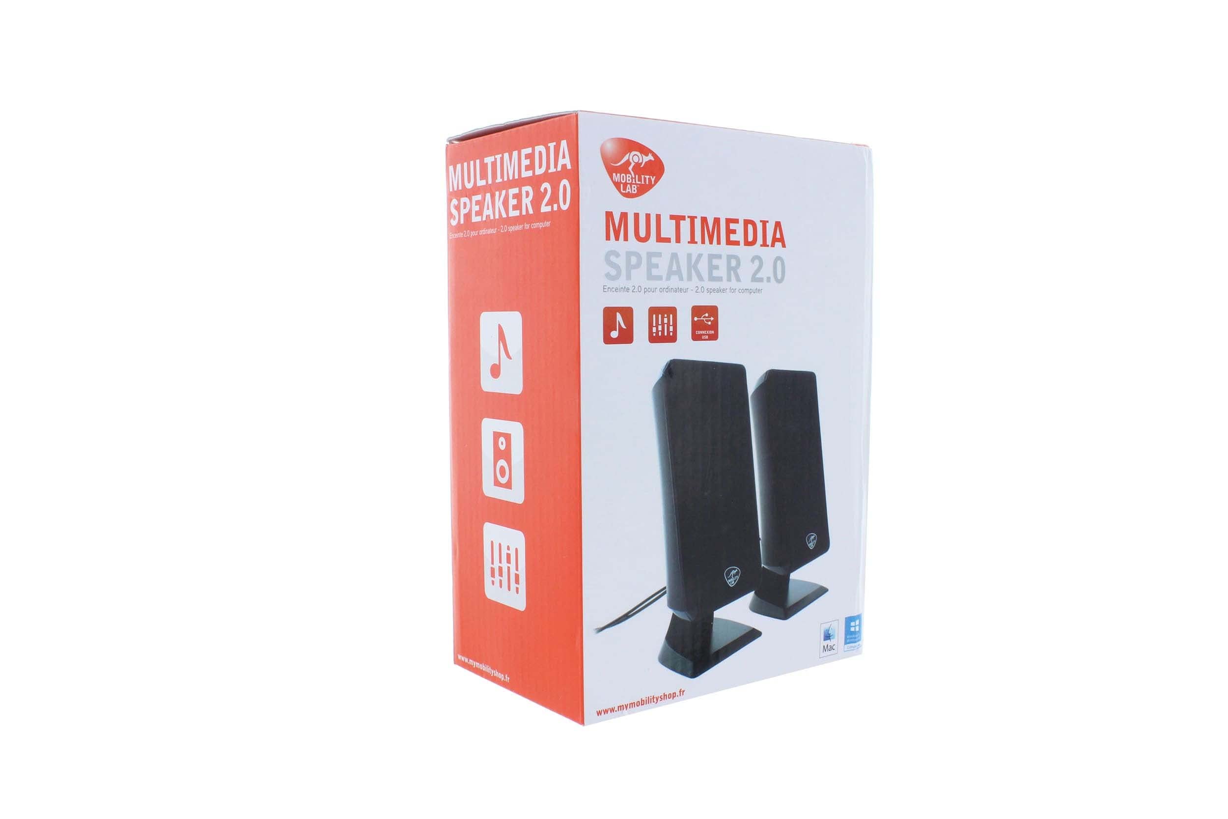 Mobility Lab – ML314006 – Altoparlante PC 2.1 Multimedia – Suono Ricco, Bassi potenti, Pulsante Volume integrato, Connessione cablata USB e Jack – Compatibilità macOS e Windows – Nero