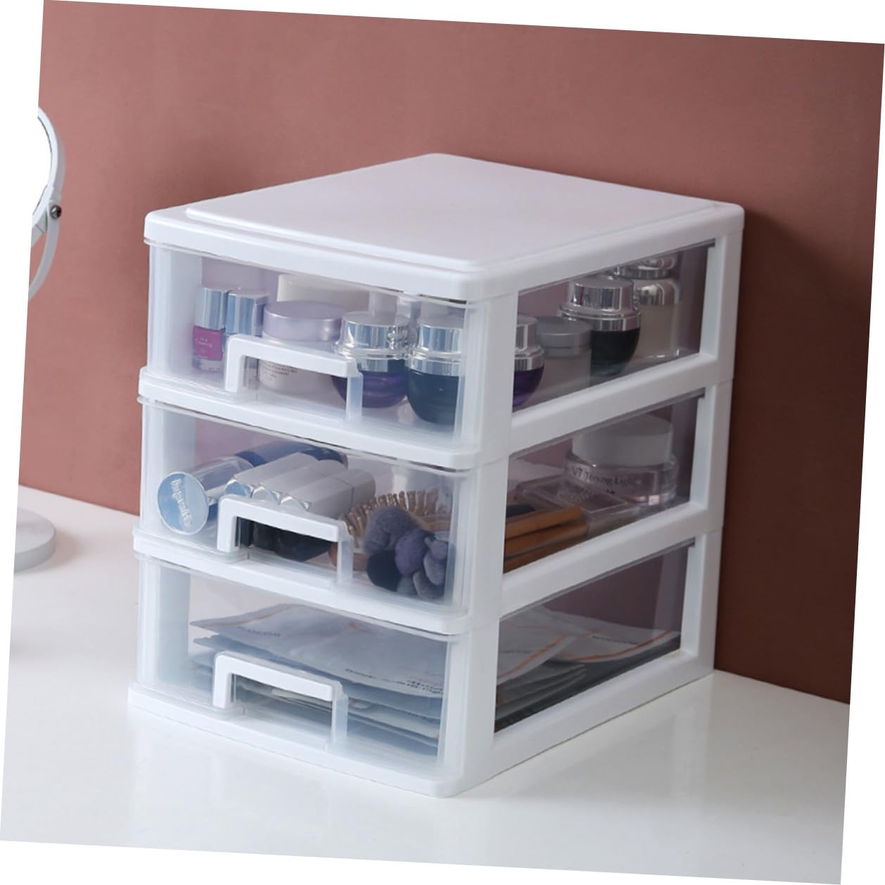 Alipis Cassettiera Plastica Trasparente Bianca Organizer Portatile per Ufficio e Casa Multiuso da Scrivania per Ordinare Oggetti Piccoli e Di Dimensioni Intermedie