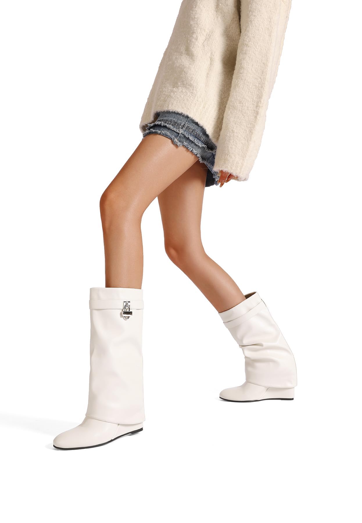 QUEEN HELENA Stivali con Zeppa a Gambale Largo Donna K4007