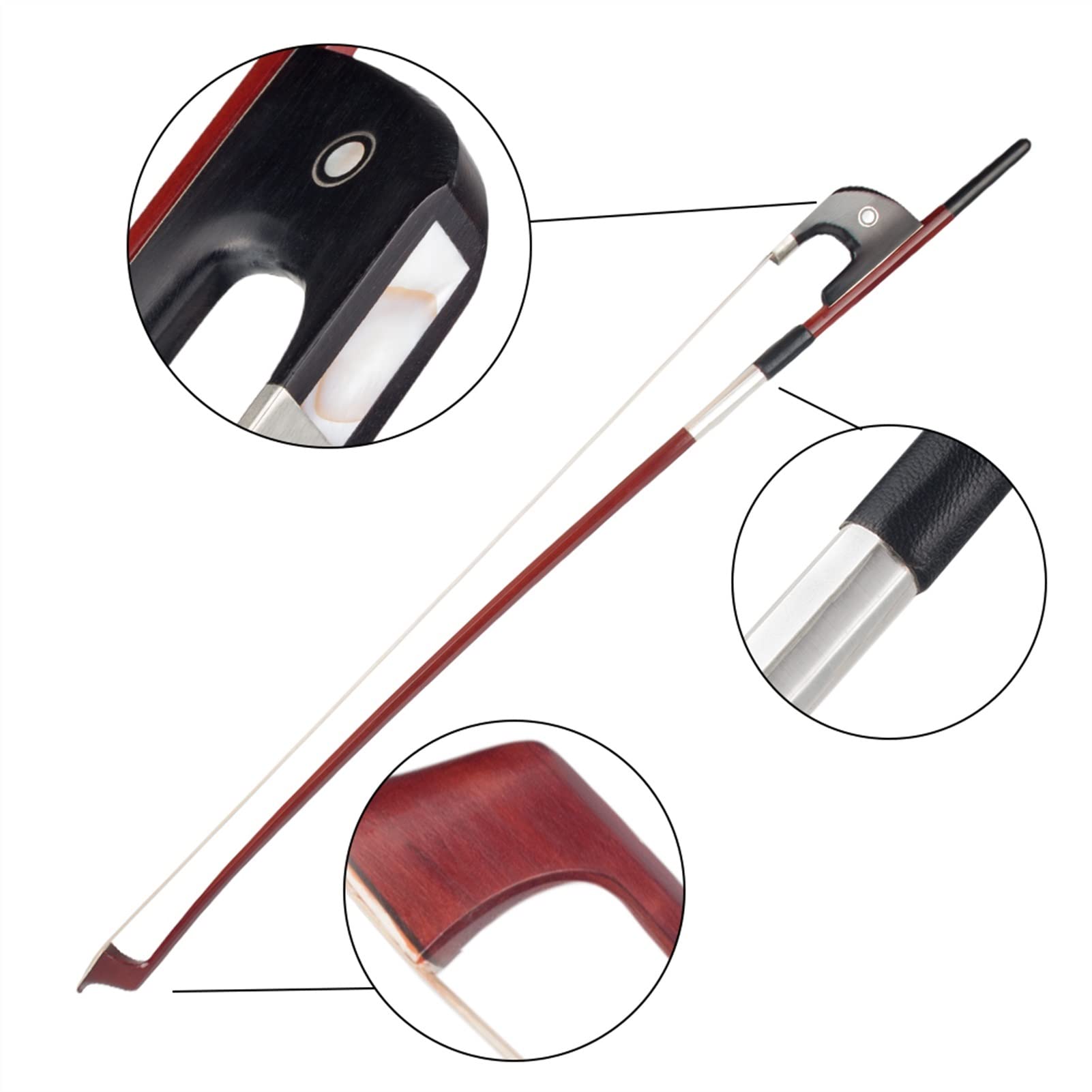 TSTS Kontrabass Bogen Brazilwood Bow Octagonal Stick Ebenholz Frosch Paris Eye Inlay Aufrechter Bassbogen Student Violinbogen
