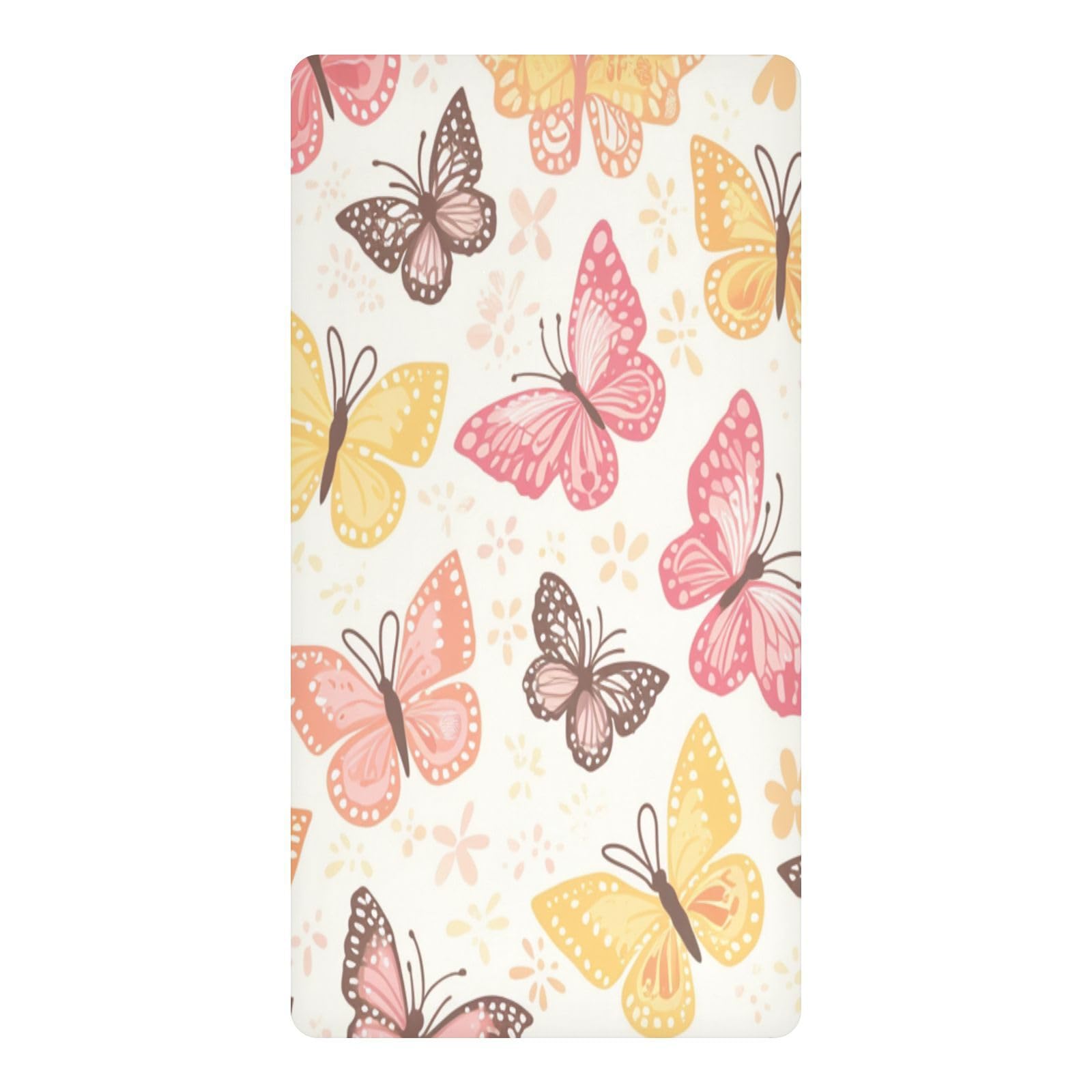 JiangGgen Cute Butterfly Baby Crib Sheet Soft Breathable for Standard Crib-M