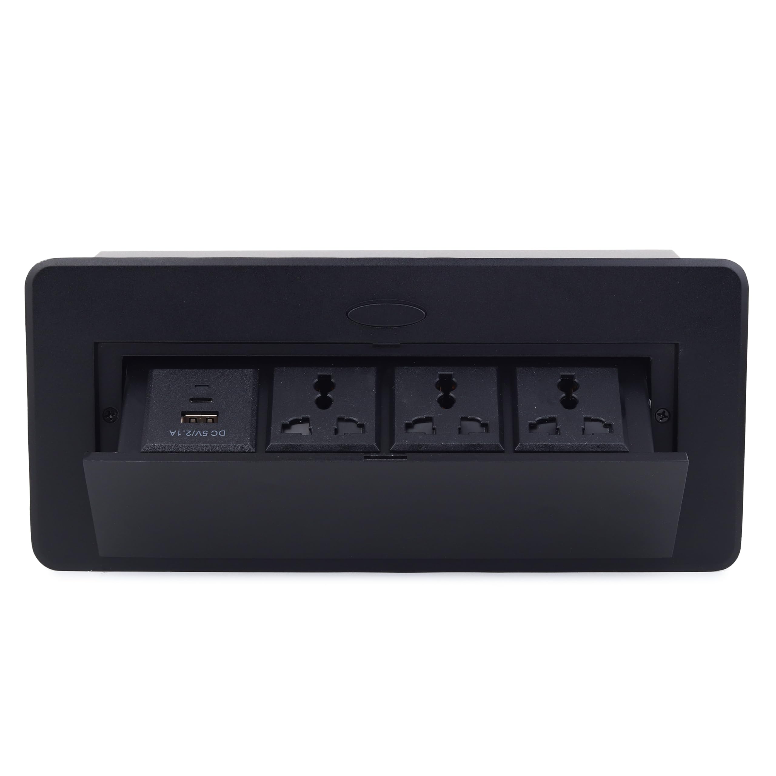 BOXNUBE Hydraulic Pop UP Box Cable Cubby Extension Board with 3 x Universal Power Sockets, 1 x USB Type C & 1 x USB A Ports (Black) 3
