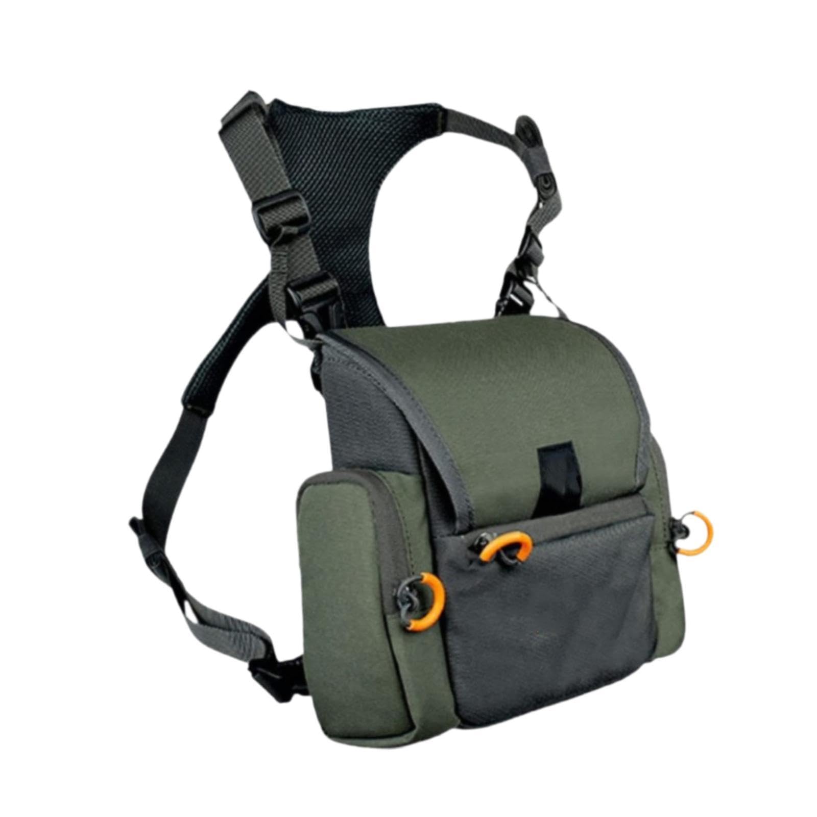 Fernglas-Tragegurt mit Brusttasche, Schutz, leicht zu tragen, strapazierfähig, mit Regenschutz, praktisch, aus Oxford-Gewebe, Fernglas-Tragetasche, GrÜn