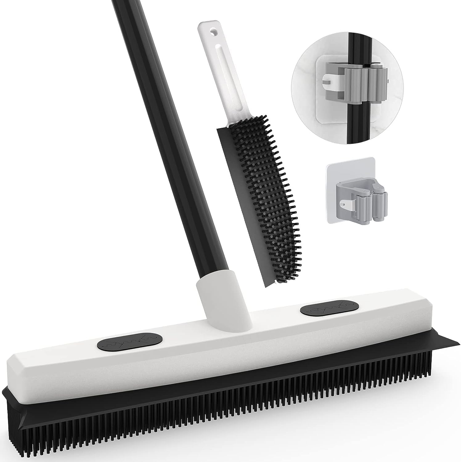 WELDUN Rubber Broom Telescoping Handle 142cm Rubber Brush Pet Hair