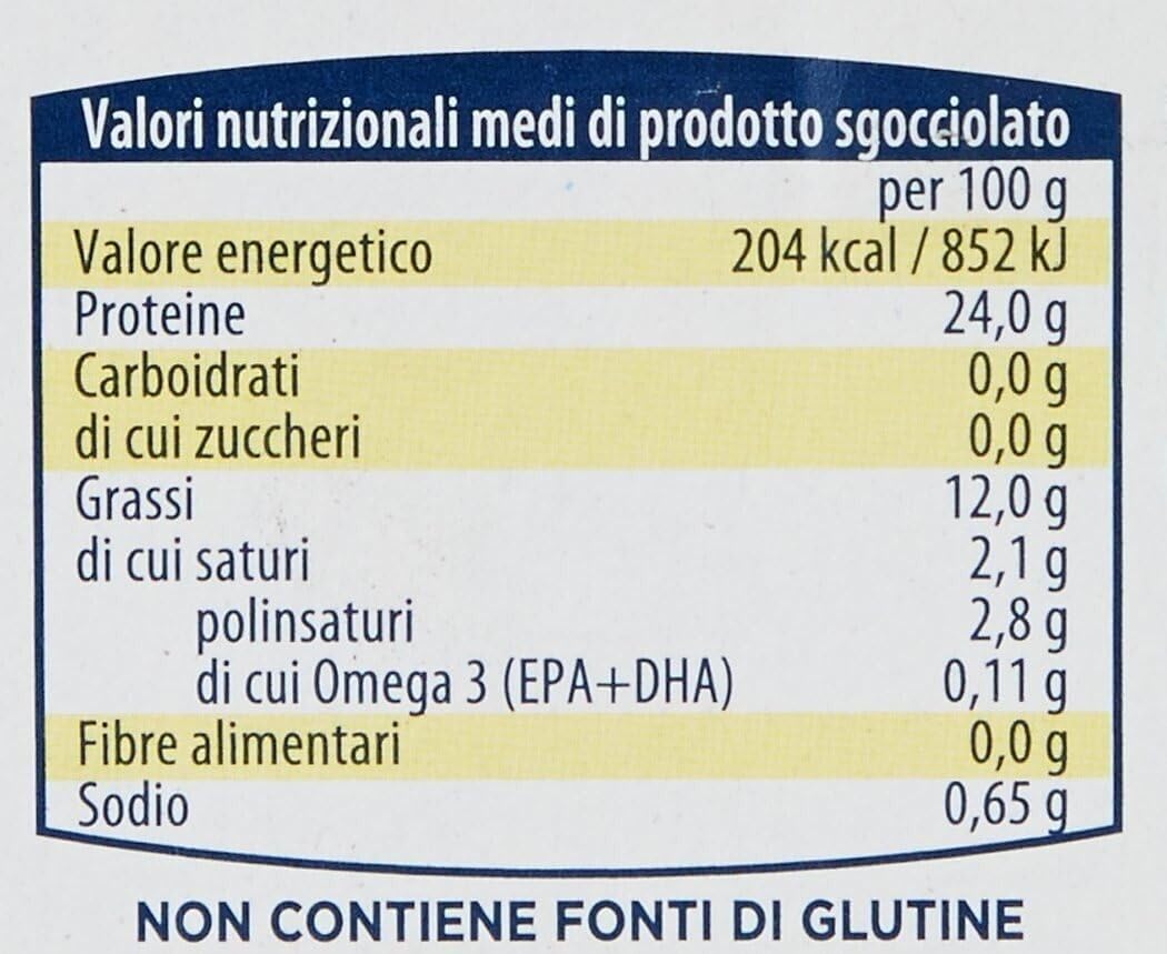 12x Nostromo Tonno all'Olio di Oliva,Pesce in Scatola,Ogni Confezione contiene 2 Lattine da 160g + 1 Confezione di Talco Felce Azzurra in omaggio, Busta da 100g
