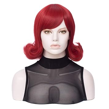 Short Straight Side Bang Flip Out Shoulder Length Women Costume Wig Red
