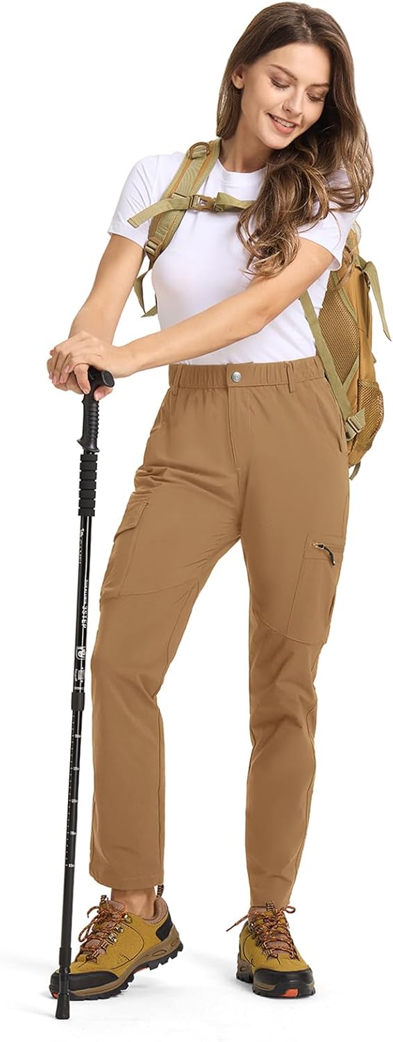 BGOWATU Women's Lightweight Hiking Cargo Pants with Zipper Pockets Water Resistant Quick Dry Work Travel Camping Pants - Image 6