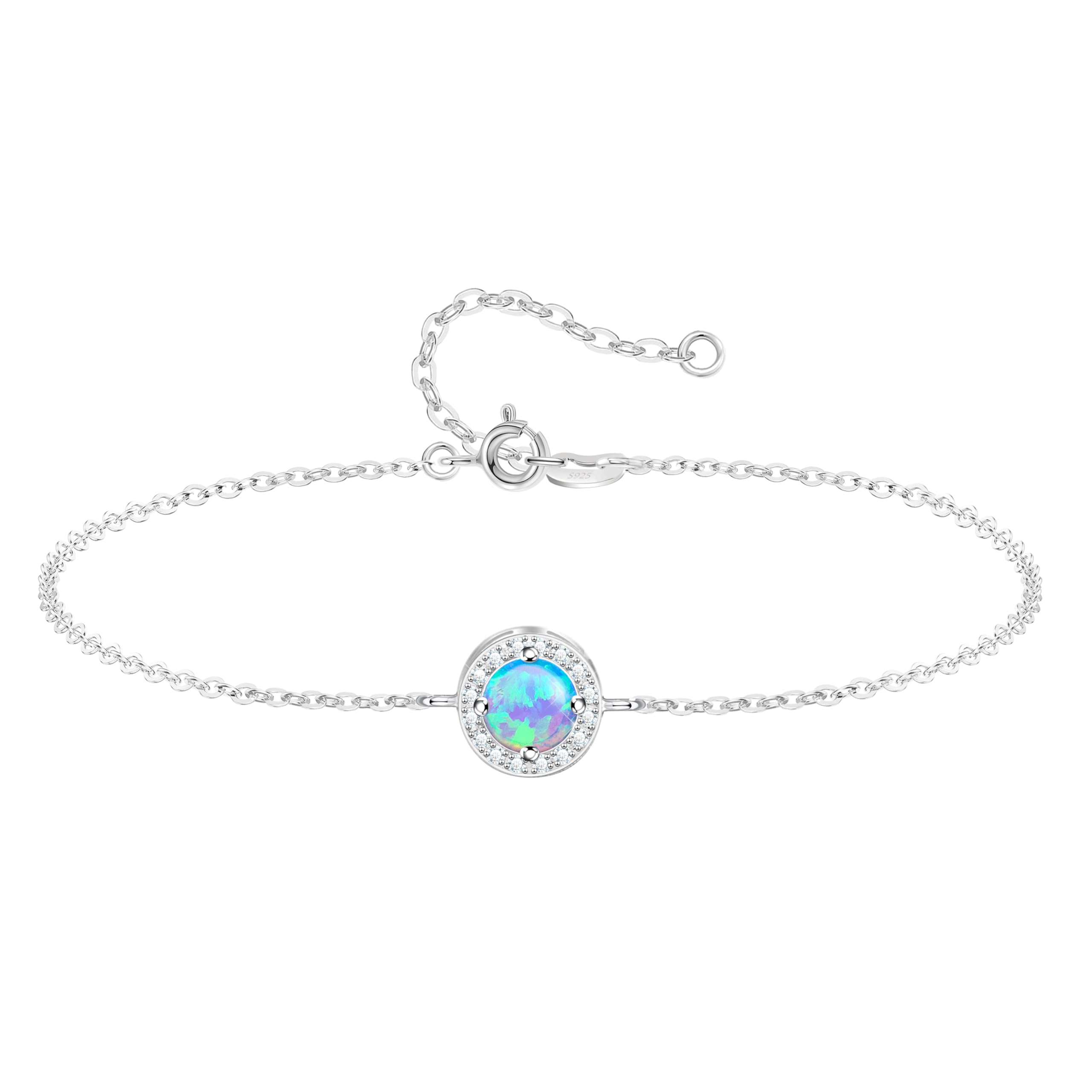 KristLand Damen Armband Sterling Silber Opal Anhänger Zirkon Intarsien Schmuckschatulle Mädchen Hochzeit Party