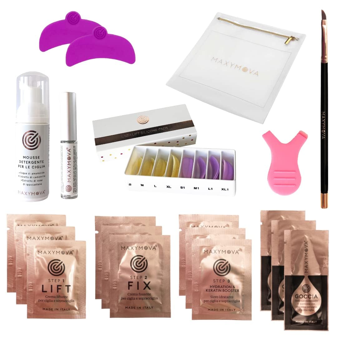 MAXYMOVA Mini Kit laminazione ciglia e sopracciglia professionale, fino a 15 trattamenti, accessori completi e beauty bag omaggio