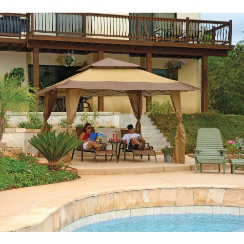 Z-Shade Tan Brown 13 x 13 Foot Instant Gazebo Canopy Tent Outdoor Patio Shelter - Heavy Duty & Portable Shade Solution